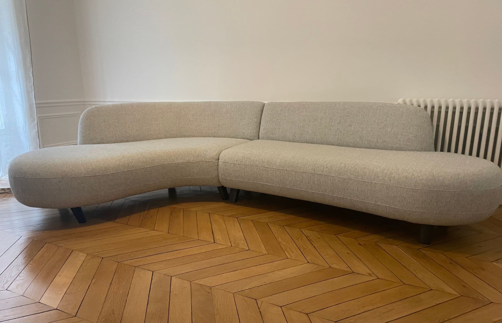 Canapé d'angle bouclette chiné gris AMPM design Emmanuel Gallina