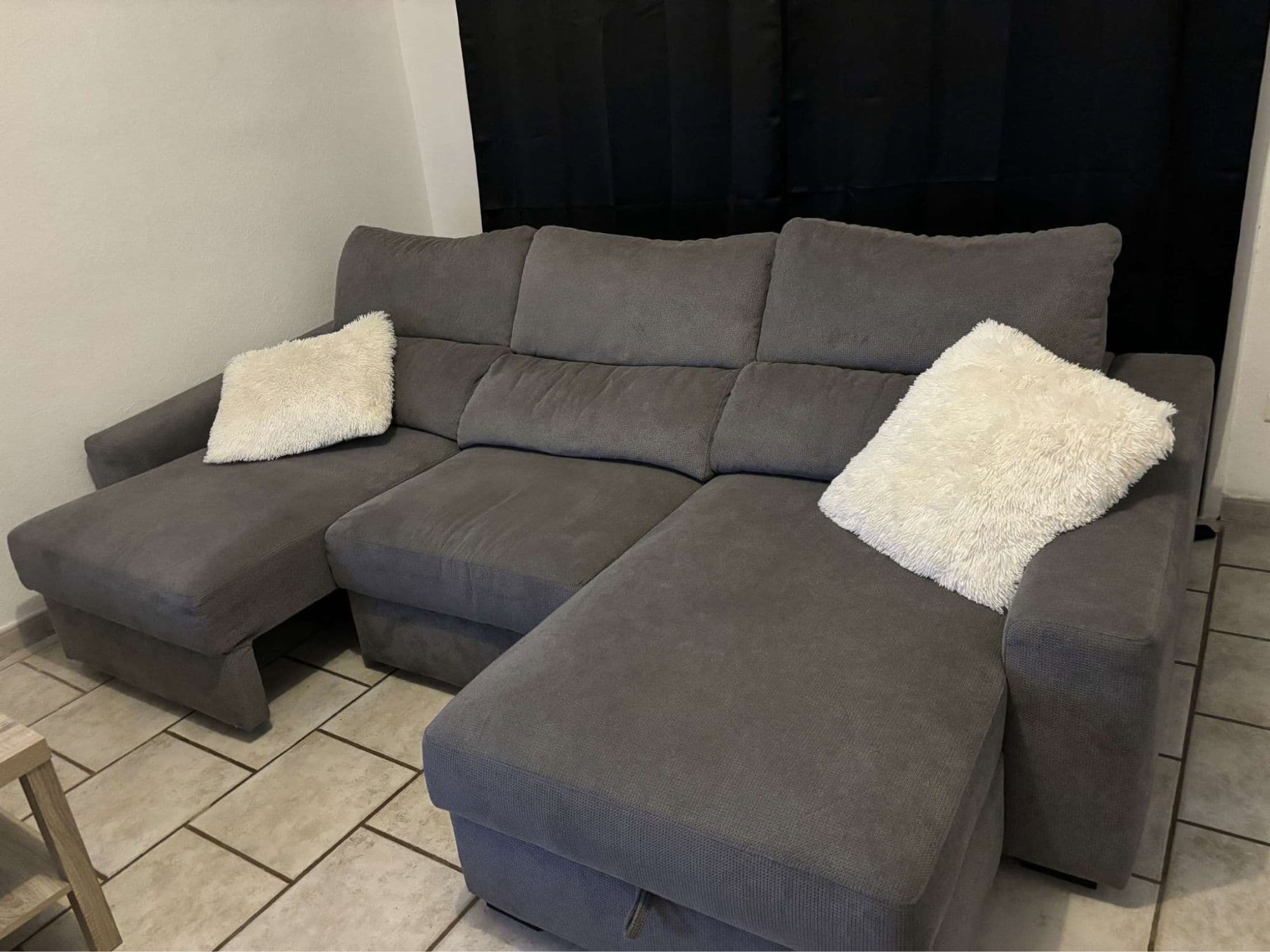 Canapé d'angle méridienne REYNOLDS tissu Berlin gris foncé