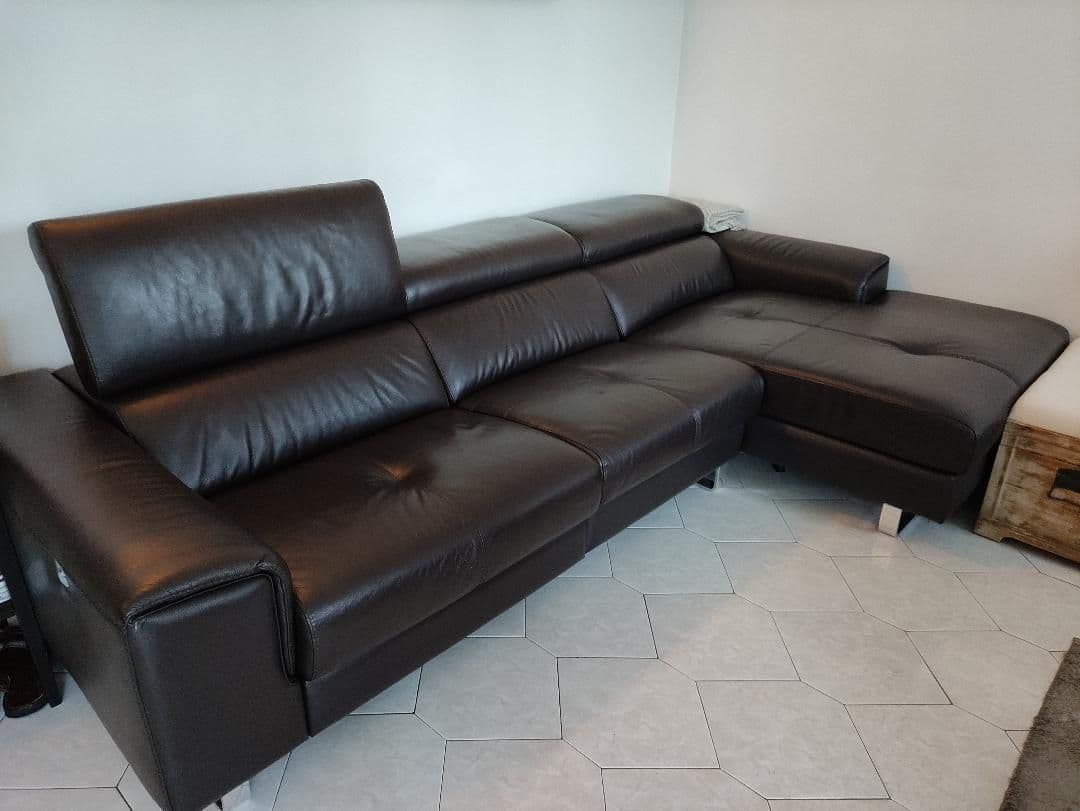 Canapé D'angle Droit Avec Une Partie Relax Cuir Poltronesofa