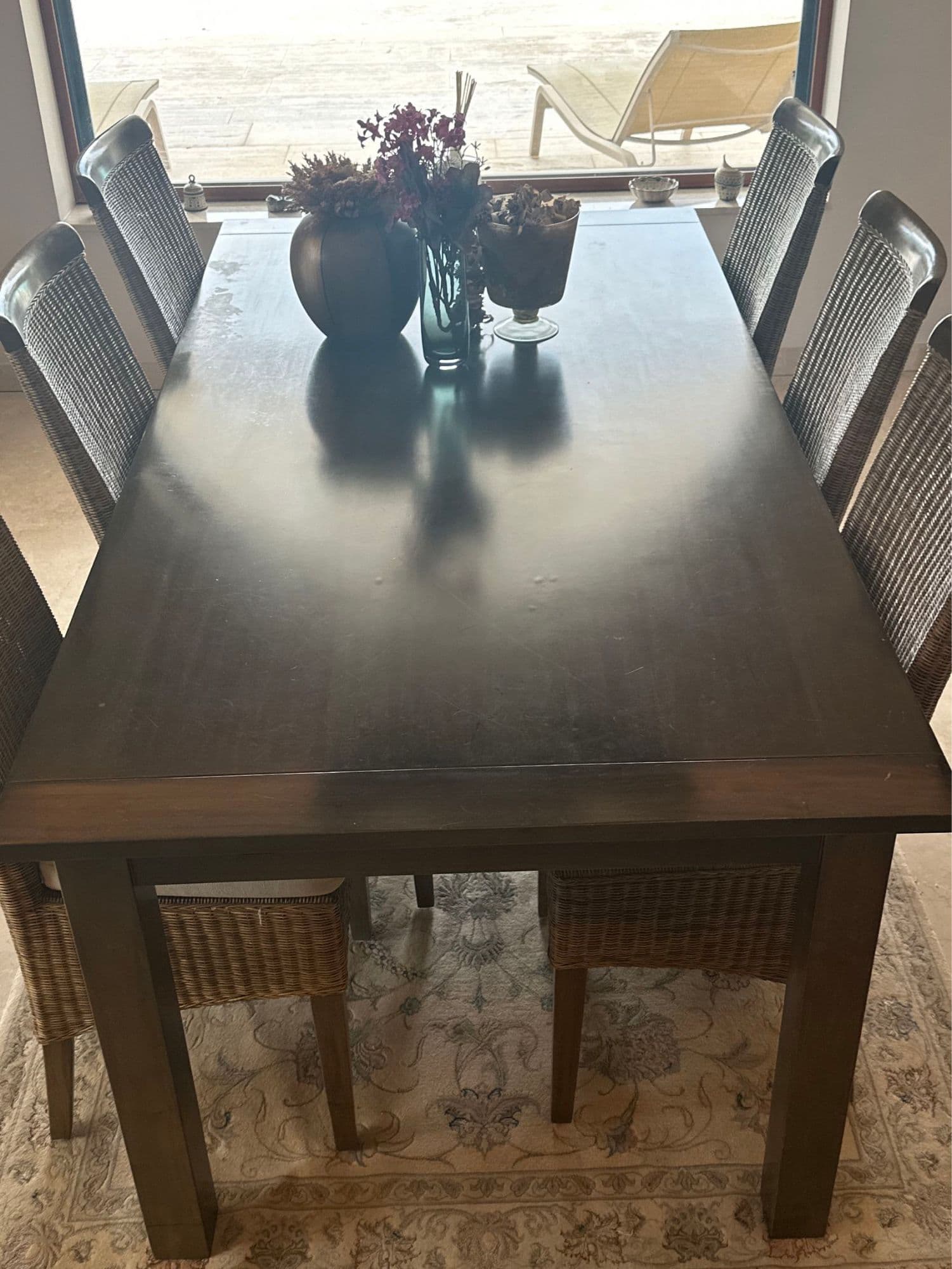 Table À Manger Et 6 Chaises Bois Et Osier