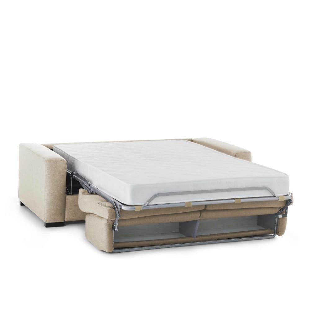 Canapé Lit 3 Places En Tissu Beige 200x95h90 Cm