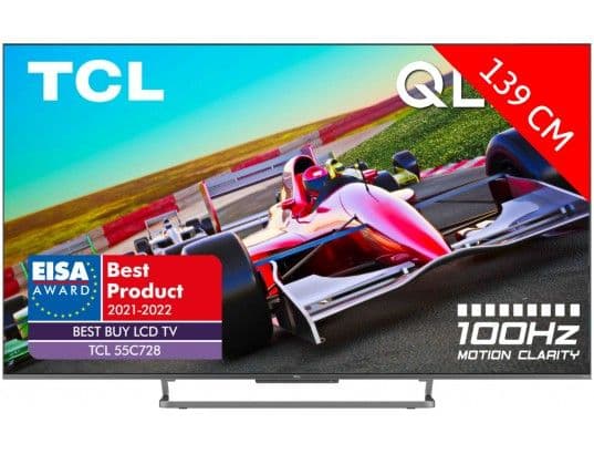 TCL 55C728 - 55" TV QLED - Smart TV - Android TV - 4K UHD (2160p) 3840 x 2160 - HDR - LED à éclairage direct, Quantum Dot