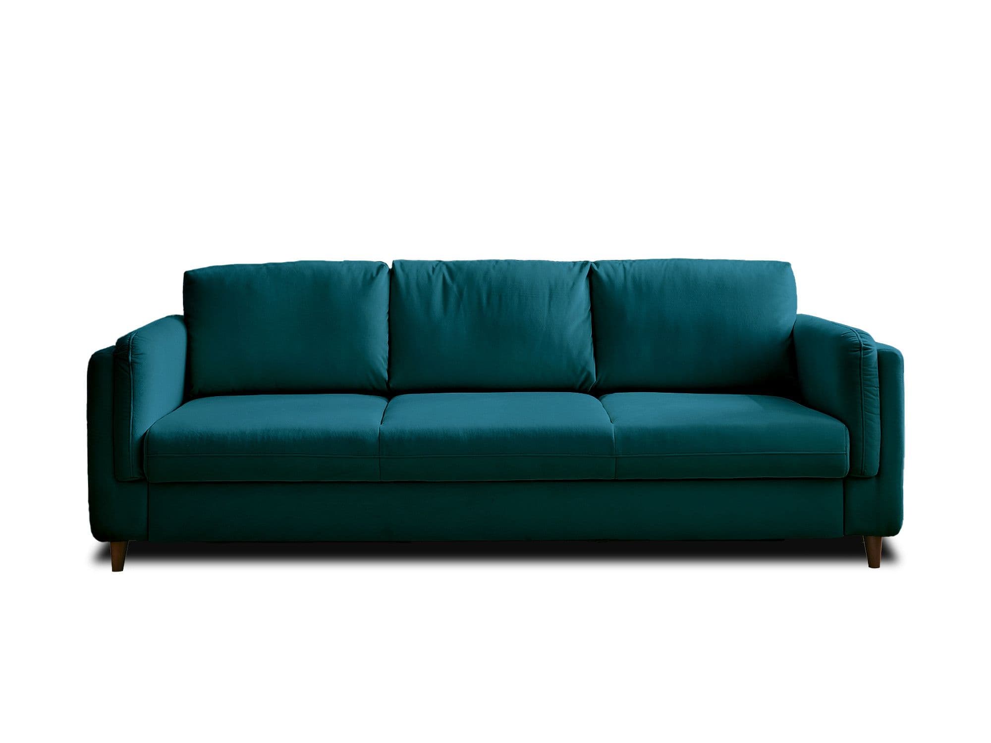 Canapé Droit Convertible 3 Places En Velours Bleu Canard