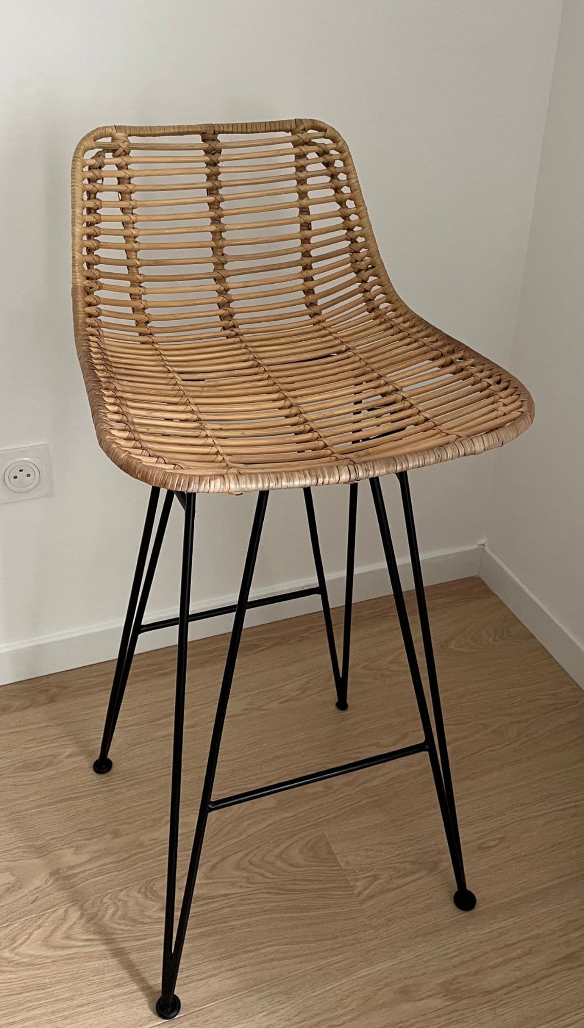 Lot De 4 Chaises Hautes En Rotin
