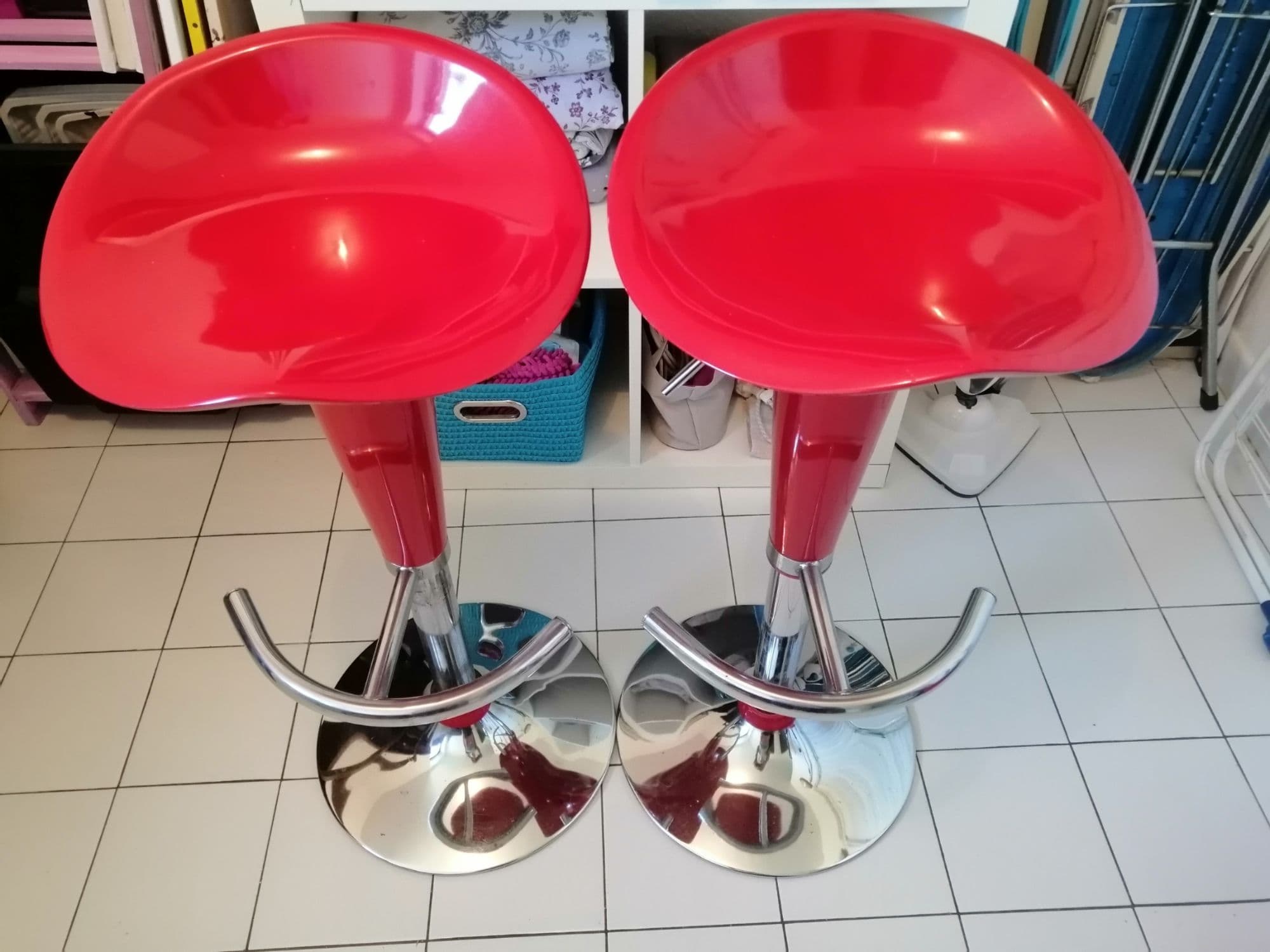 Ensemble 4 Tabourets bar rouge