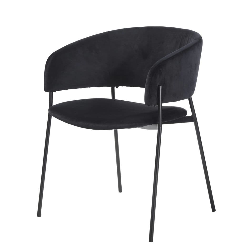 Chaise avec accoudoirs en velours noir
