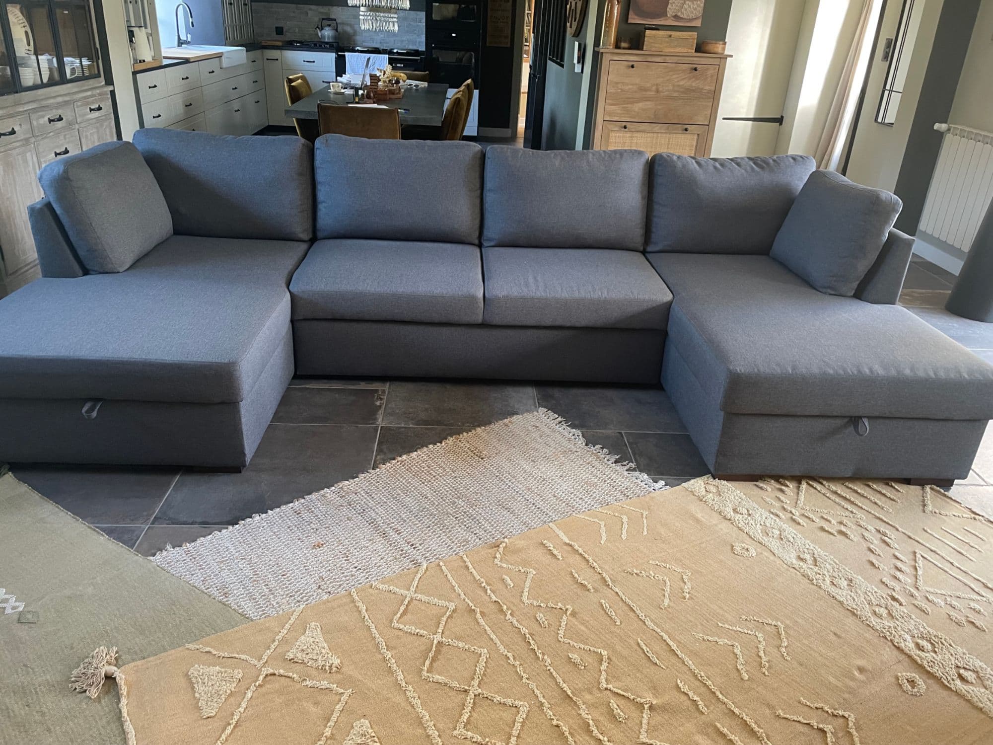 Canapé Panoramique Convertible 7 Places Gris, Maison Du Monde