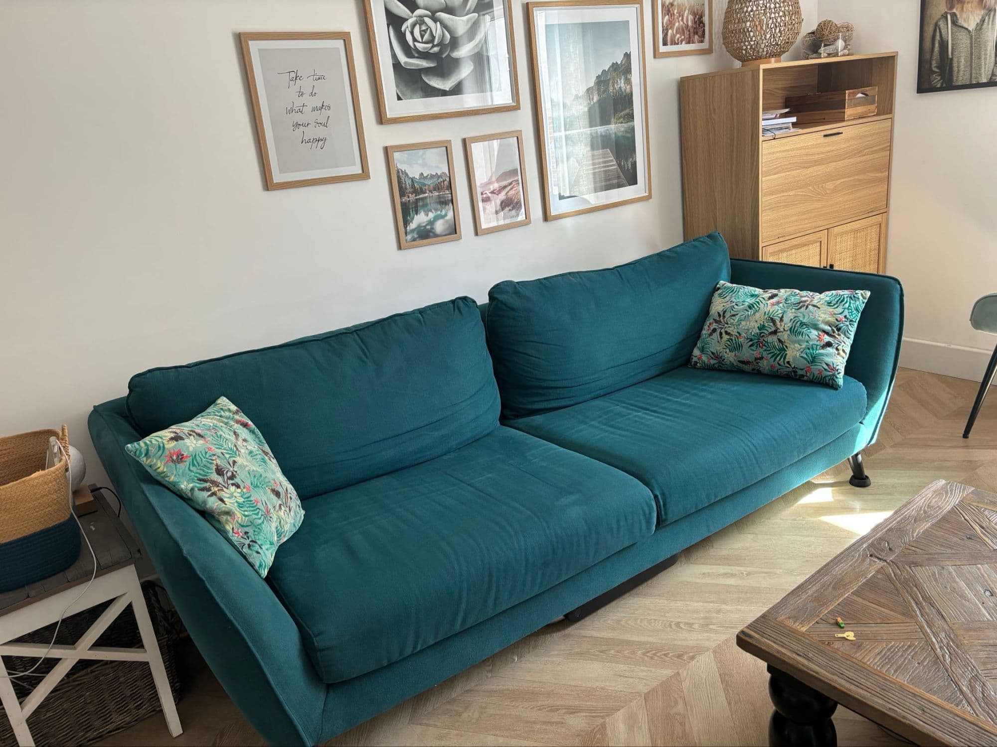 Canapé Fixe Bleu Canard 4p