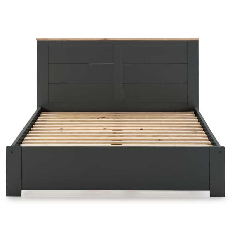 Lit complet 160X200 Gris Anthracite/Bois - DRUKI