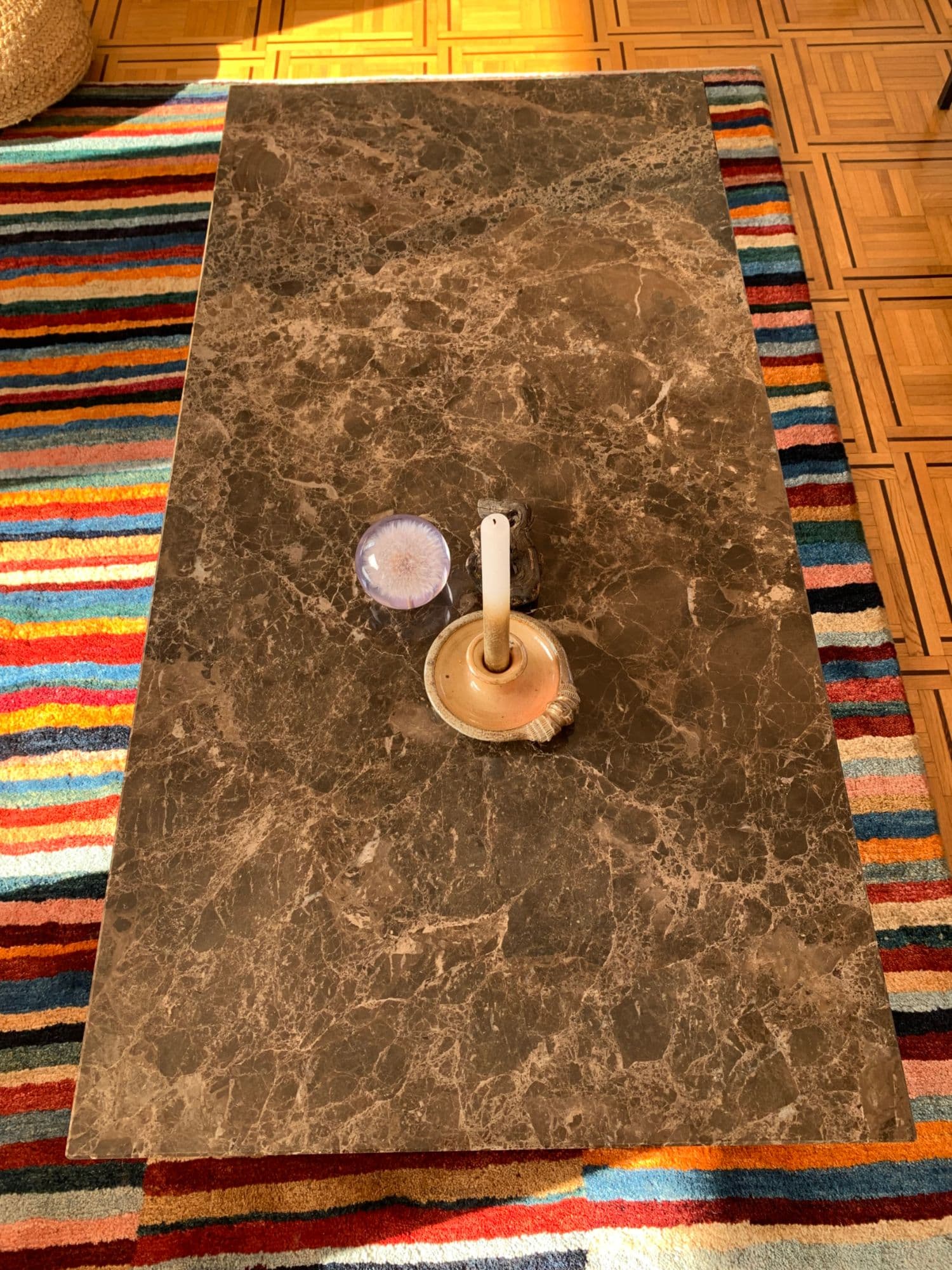 Table Basse COMO BOLIA - Marbre Travertin & Chrome (édition luxe)