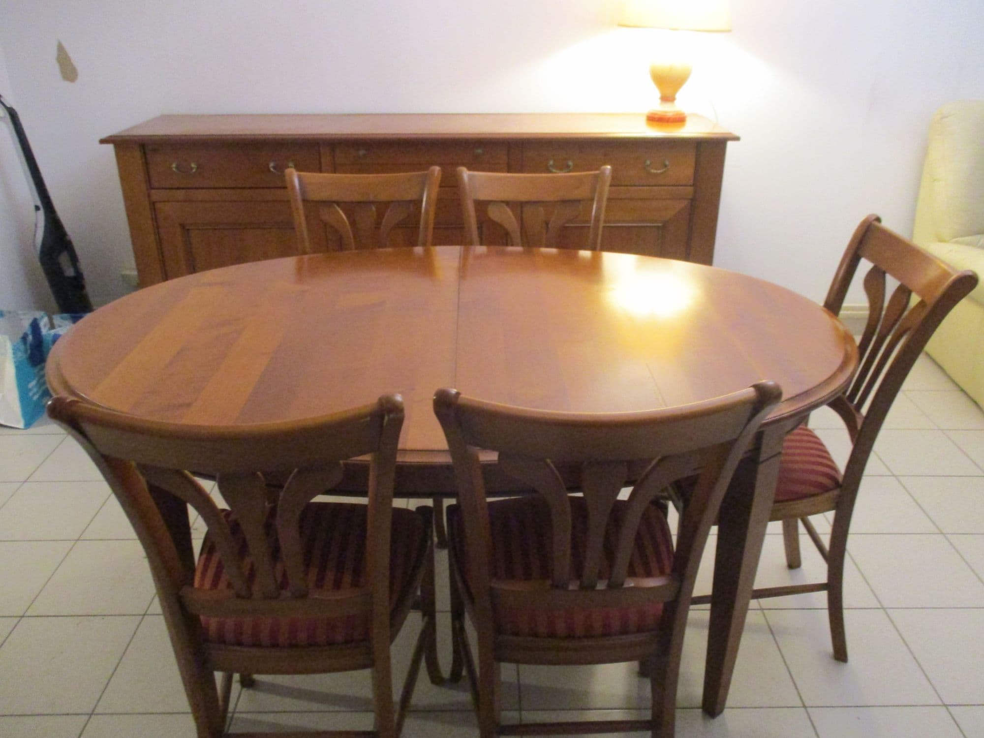Table En Merisier Ernest Menard Très Bon État + 5 Chaises