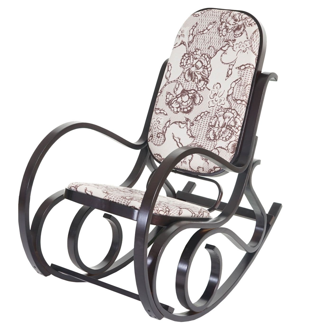 Fauteuil à bascule M41, rocking-chair en bois   Jacquard brun