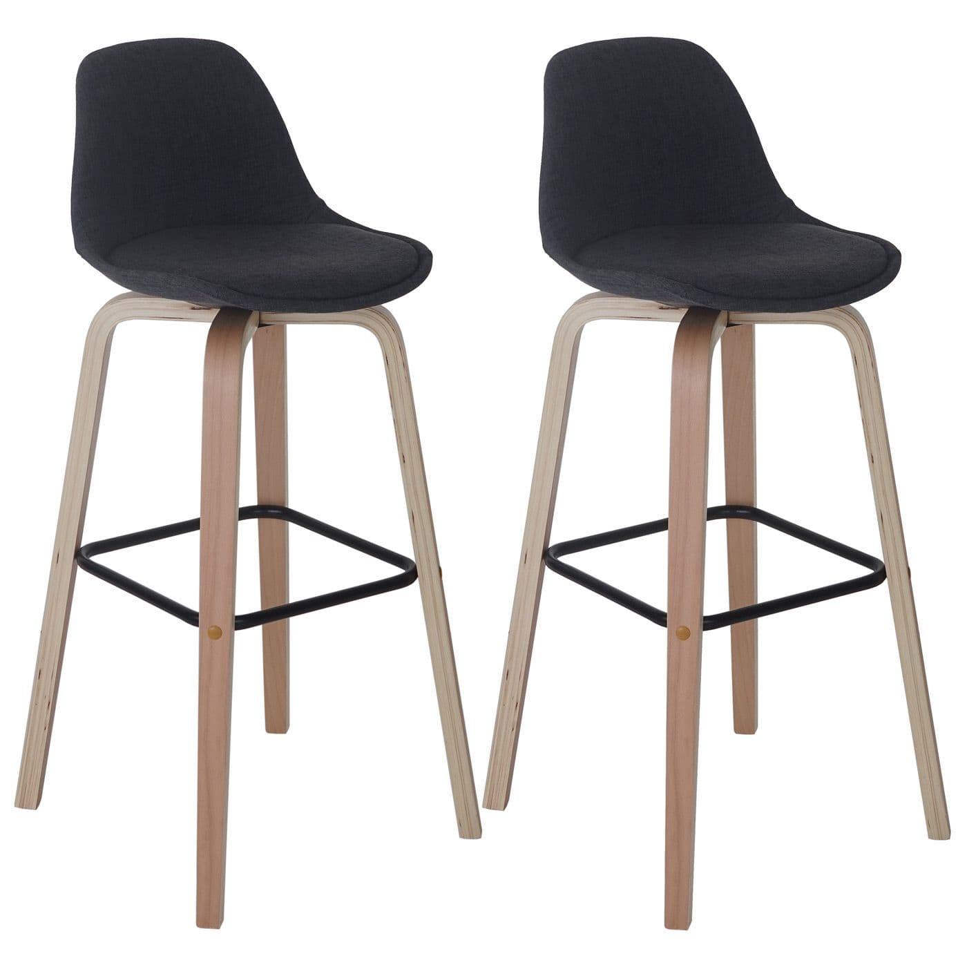 2x tabouret de bar Palmdale, chaise de comptoir avec dossier   tissu, gris foncé