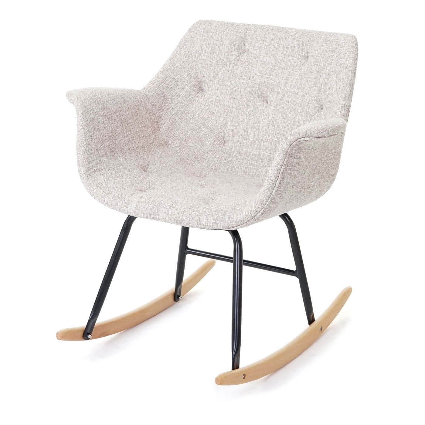 Fauteuil à bascule Malmö T820, rocking-chair, fauteuil basculant, relax   tissu, crème/gris