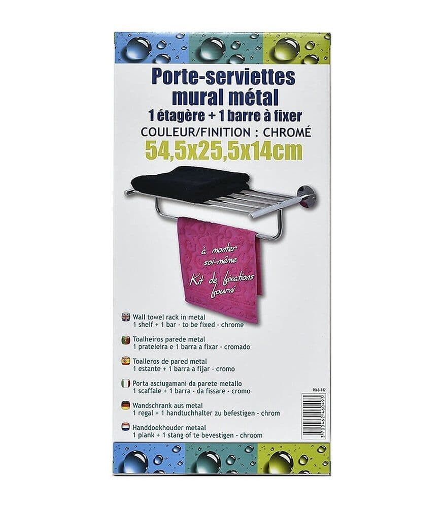 Etagère porte serviettes chromée - Gris