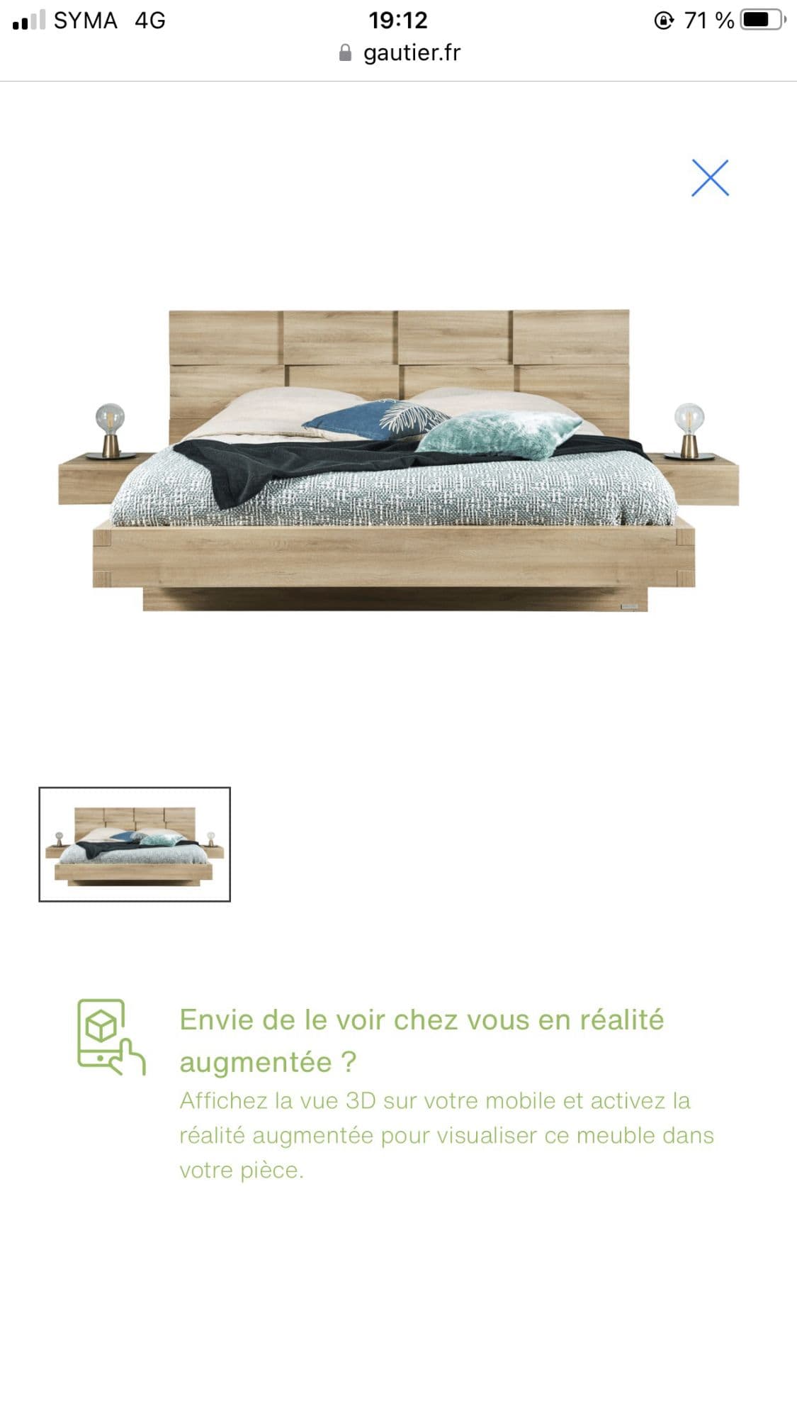 Lit gaulthier 200x200 en chêne massif, très très bon état