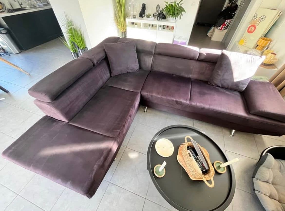 Canapé En L Velour Noir