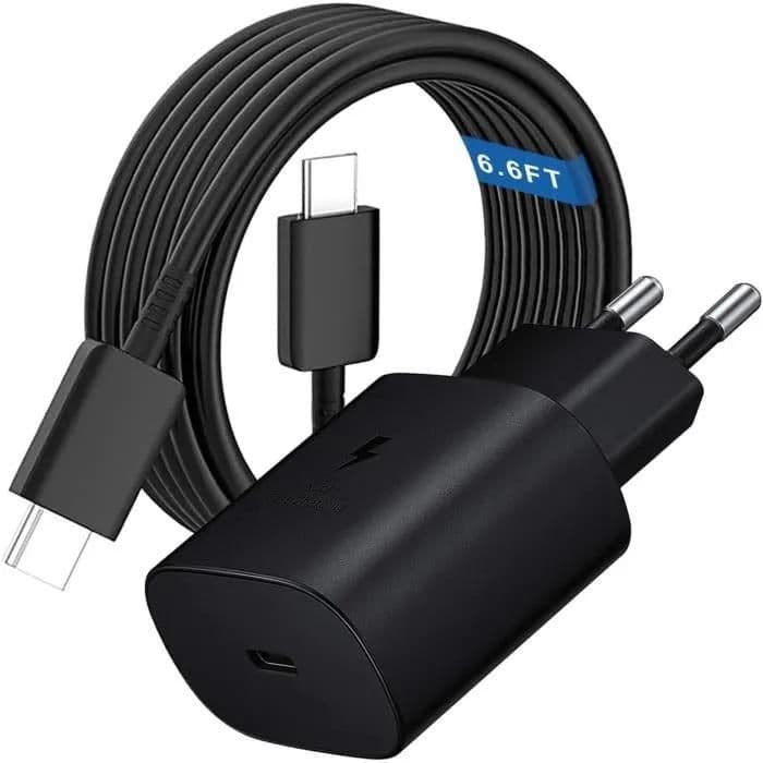 Chargeur Rapide Usb C 25w Avec 2m Câble Pour Samsung Galaxy S23s22 Ultras21 Plusnote 20 Ultras20 Fe,S20 Ultra,Z Fold34