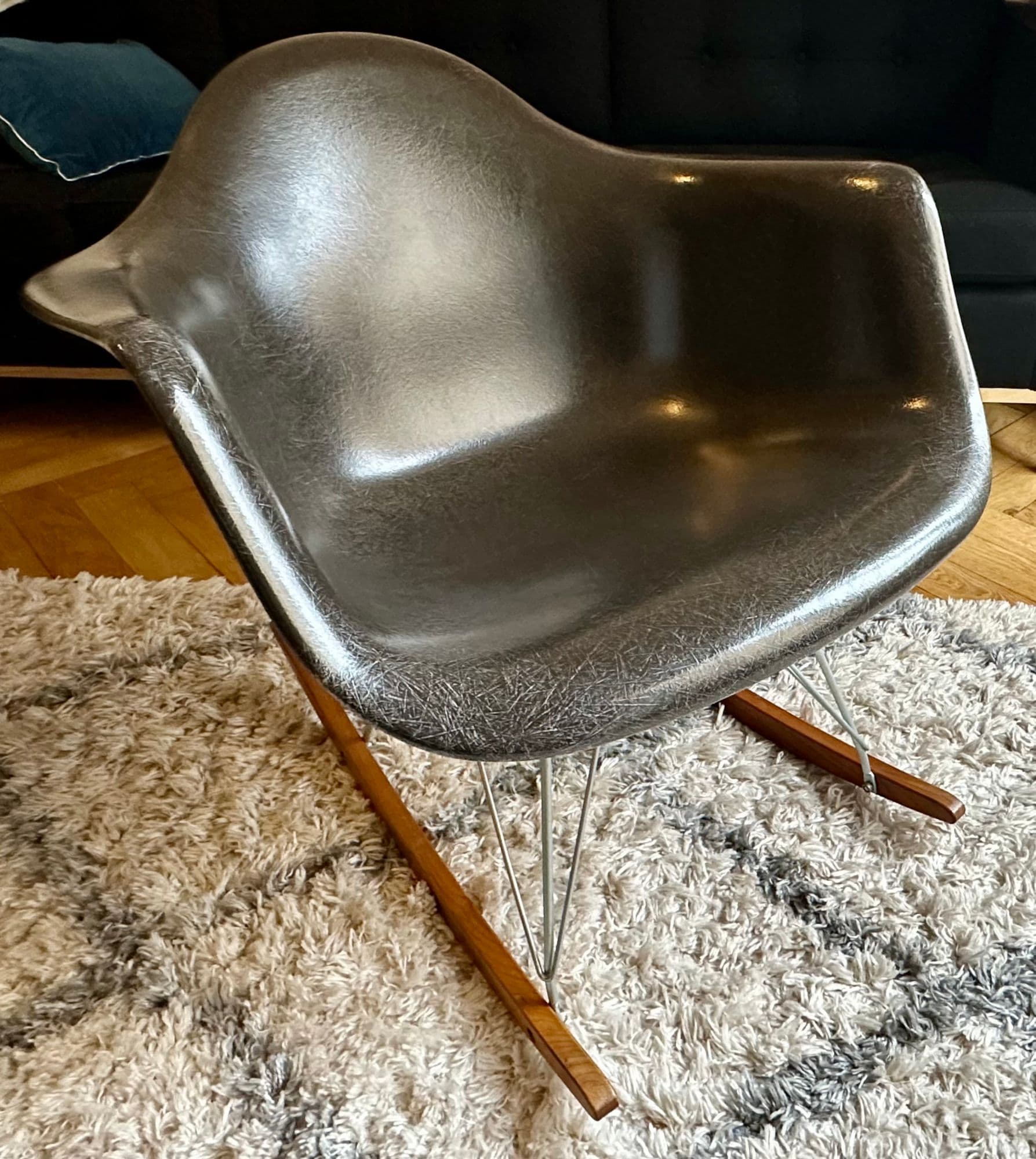RAR Rocking Chair Charles & Ray Eames, Herman Miller, base d'origine, 1950 gris
