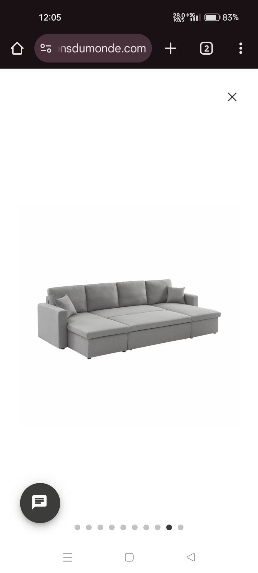 Canapé De 4/5 Places ( Convertible Et 2 Grands Coffres ).