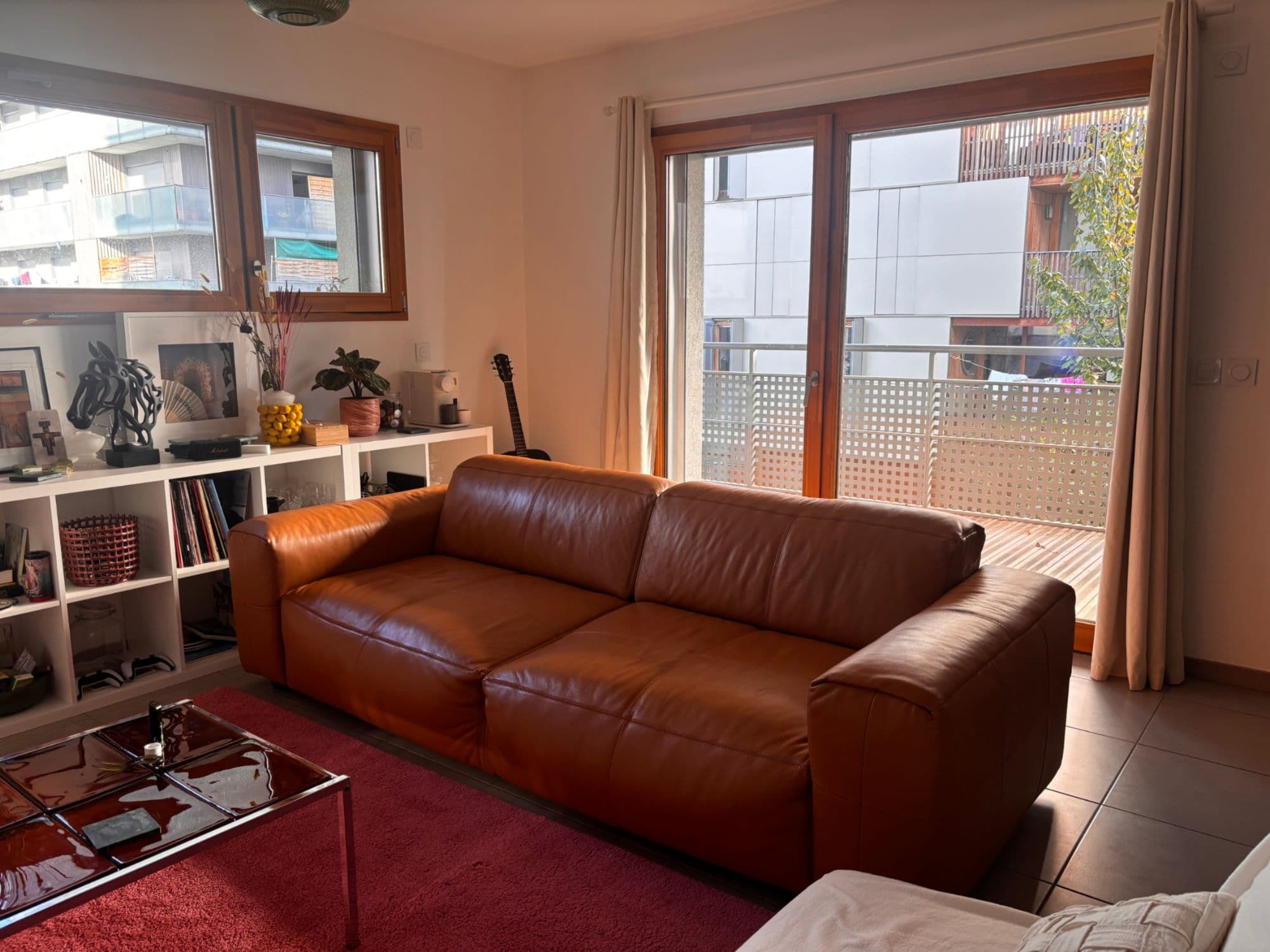 Canapé 4 Places En Cuir De Vache Couleur Cognac, Habitat