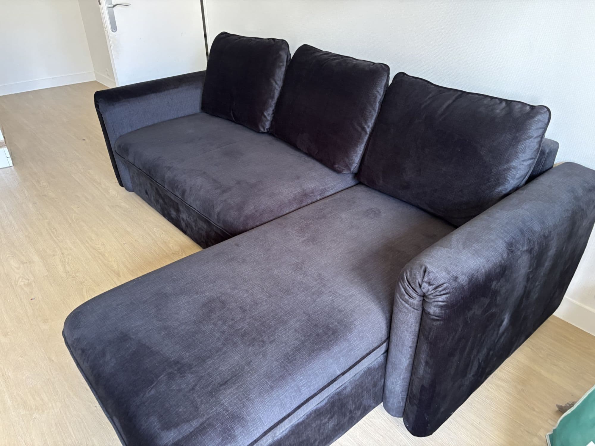 Canapé D'angle Réversible Convertible Freya 4 Pl Tissu Noir Conforama