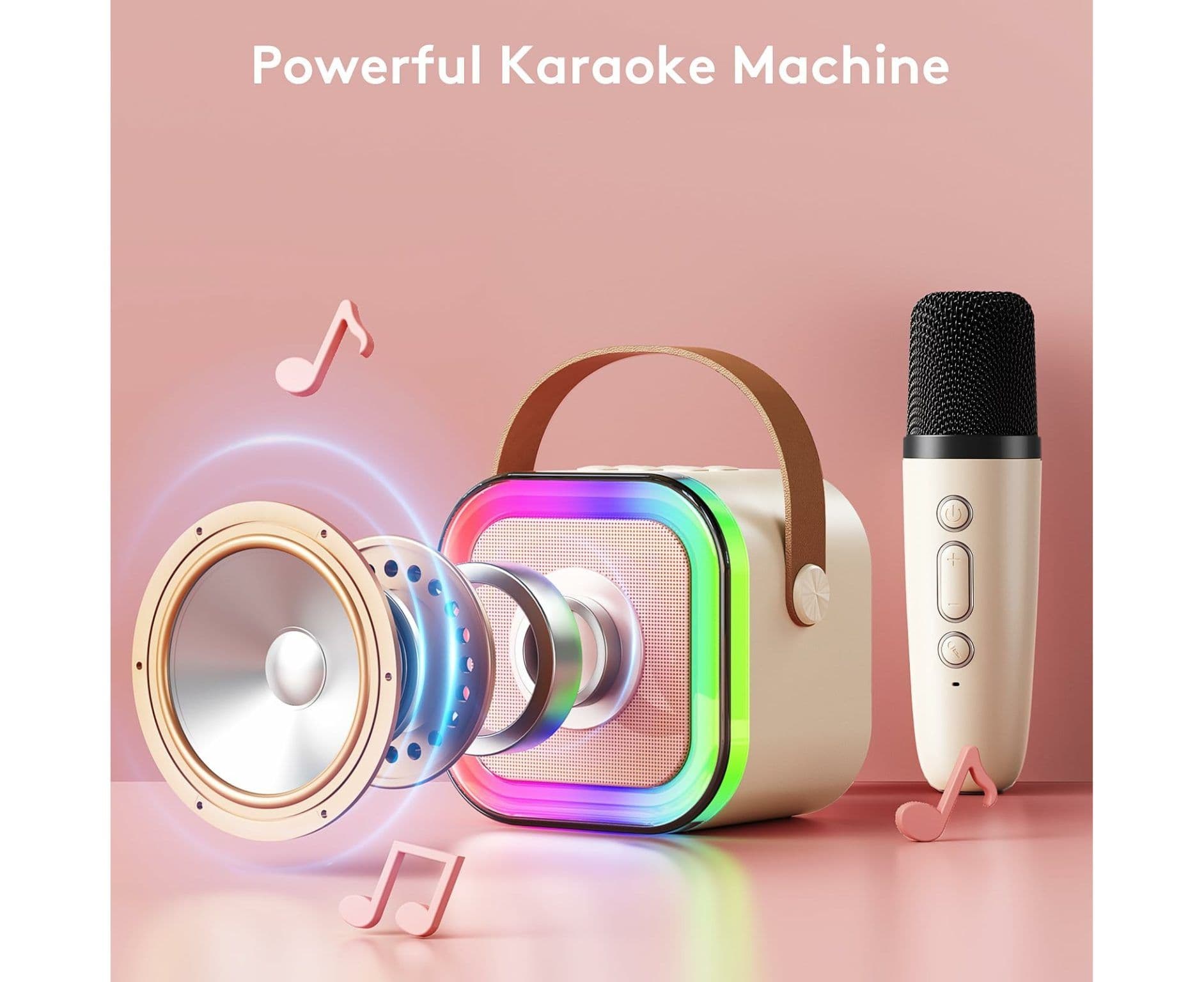 Machine de karaoké pour enfants avec Bluetooth, lumières LED, effets vocaux et batterie rechargeable ¿ Cadeau idéal pour les 4 à 12 ans
