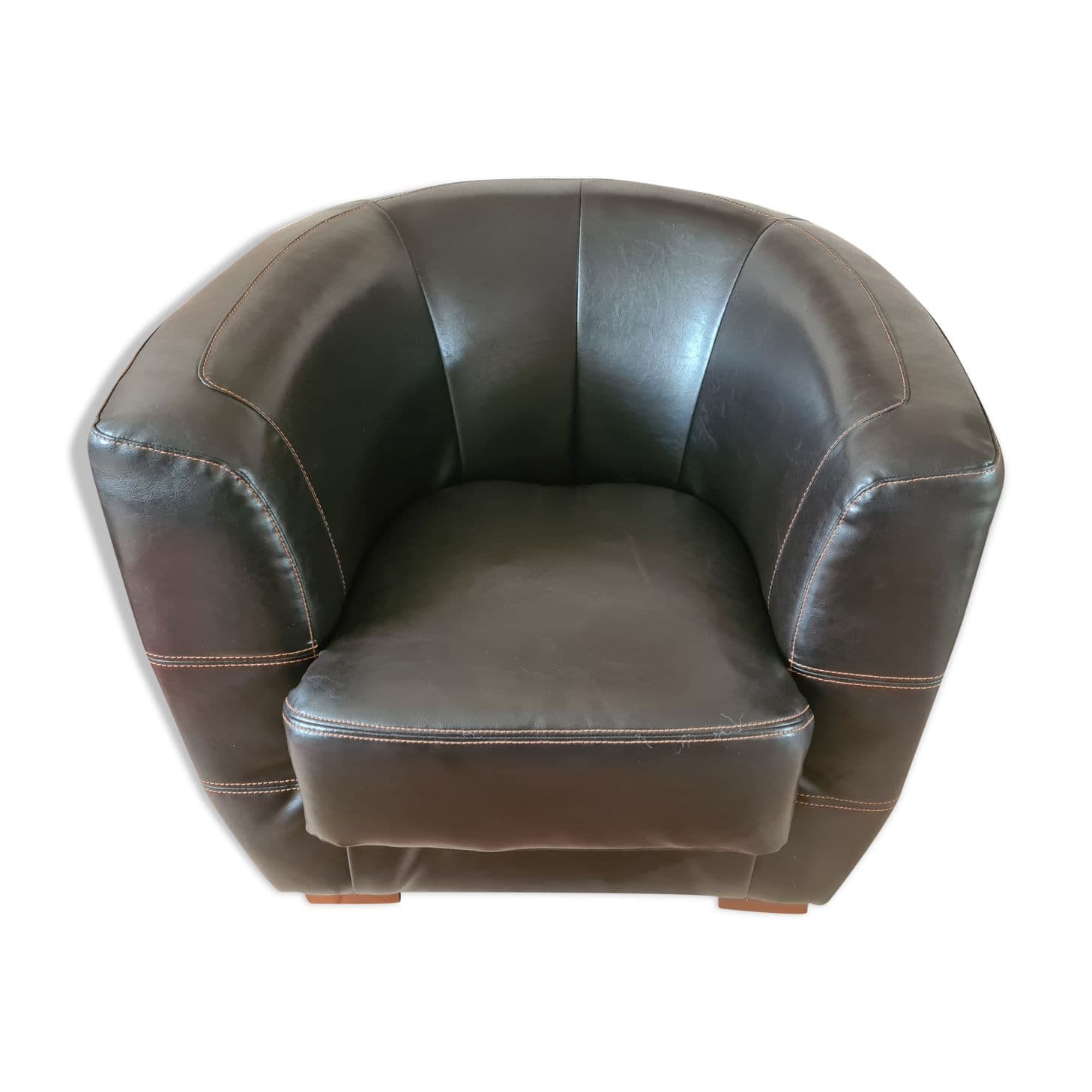 Fauteuil skai vintage marron