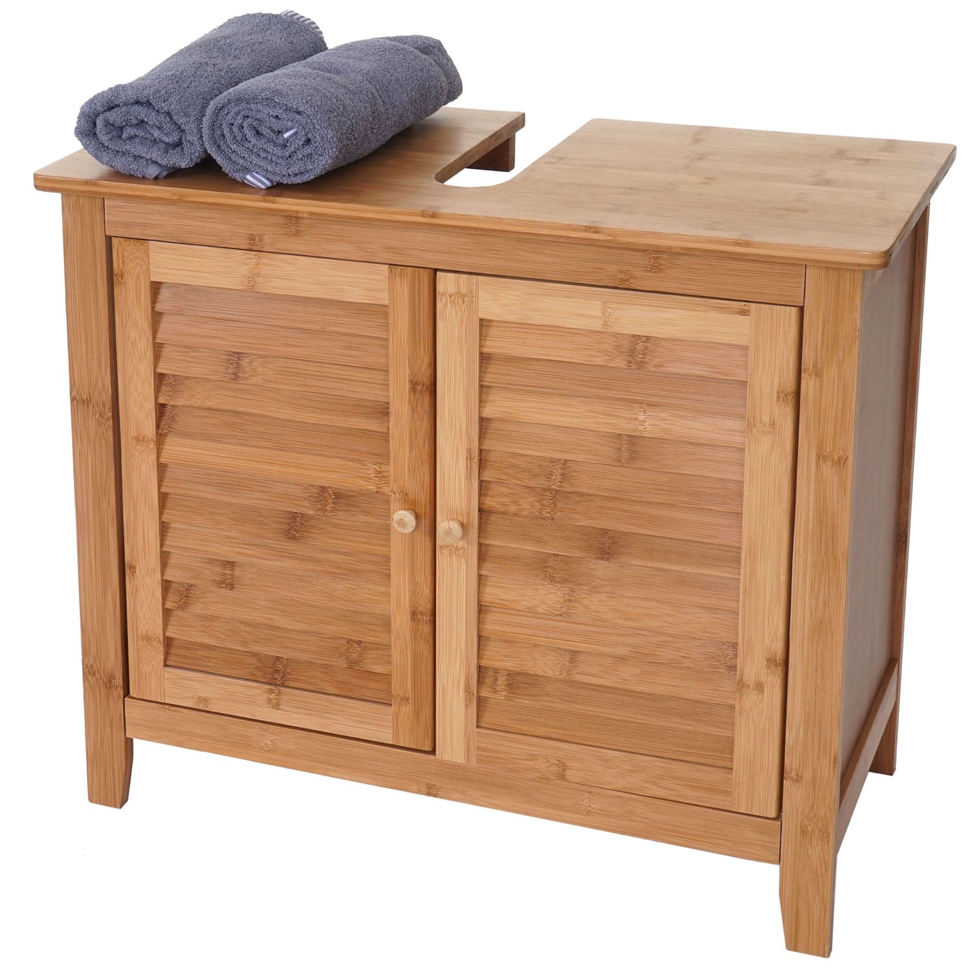 Meuble Sous-Lavabo Salle De Bains Hwc-B18, Armoire, Bambou  60x67x30cm