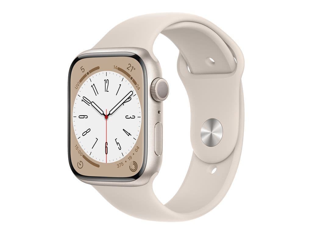 Apple Watch Series 8 (GPS) - 45 mm - aluminium droit - Montre connectée avec bracelet sport - fluoroélastomère - droit - taille du bracelet : Normal - 32 Go - Wi-Fi, Bluetooth - 38.8 g