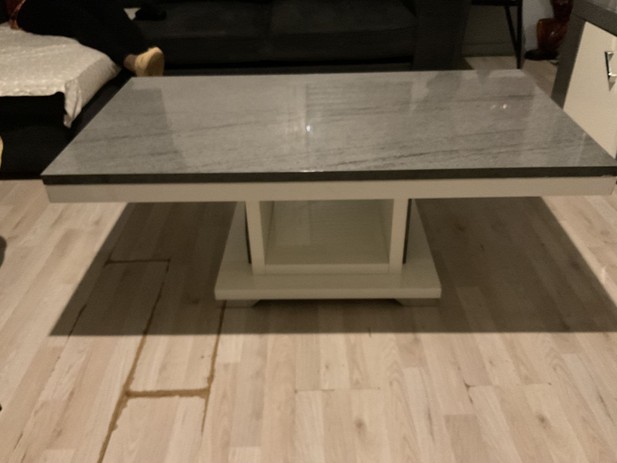 Table basse marbré gris blanc