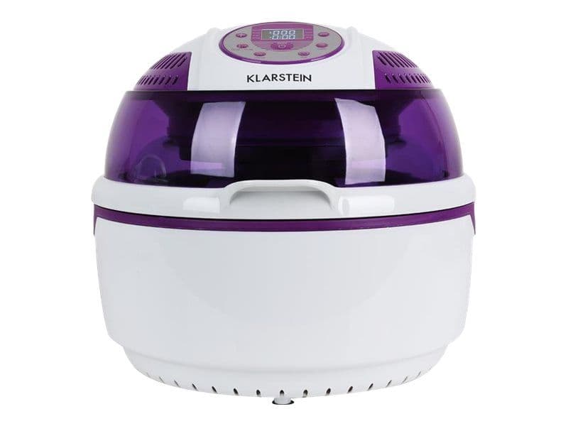 Klarstein VitAir Fryer - Friteuse sans huile à  air chaud avec fonction four et nombreux programmes et accessoires pour cuisson sans huile ni graisses : frites, pizzas, poulet roti, poisson... (1400W, 230° max, nettoyage facile) - violet
