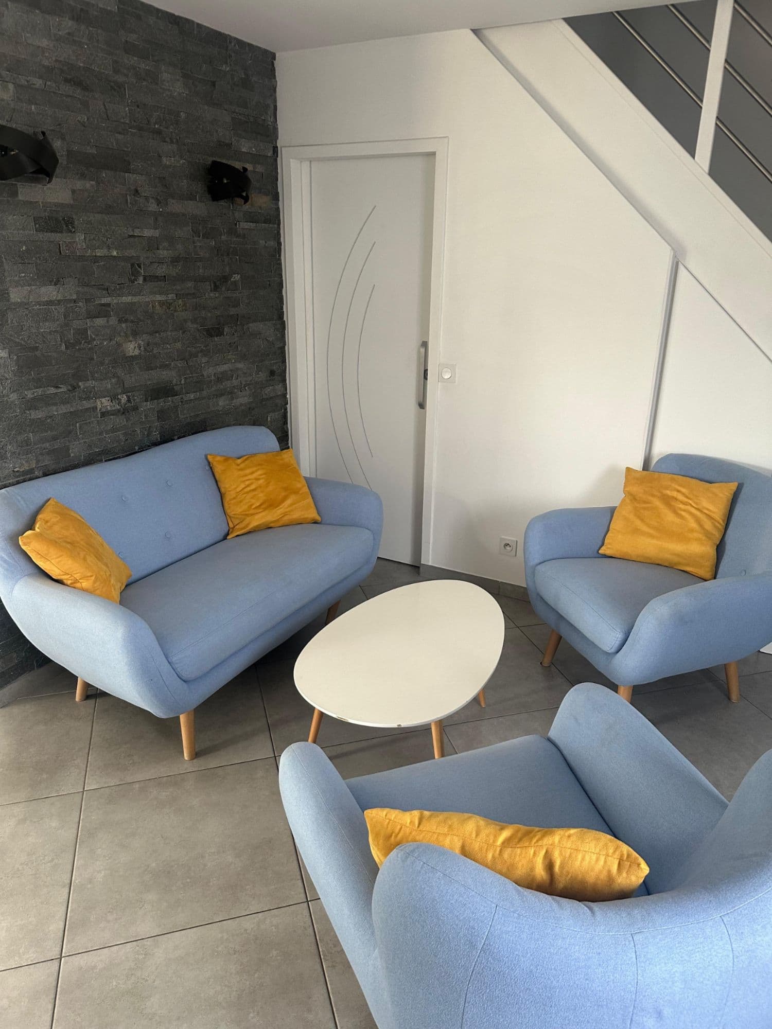 Salon scandinave canapé + 2 fauteuils
