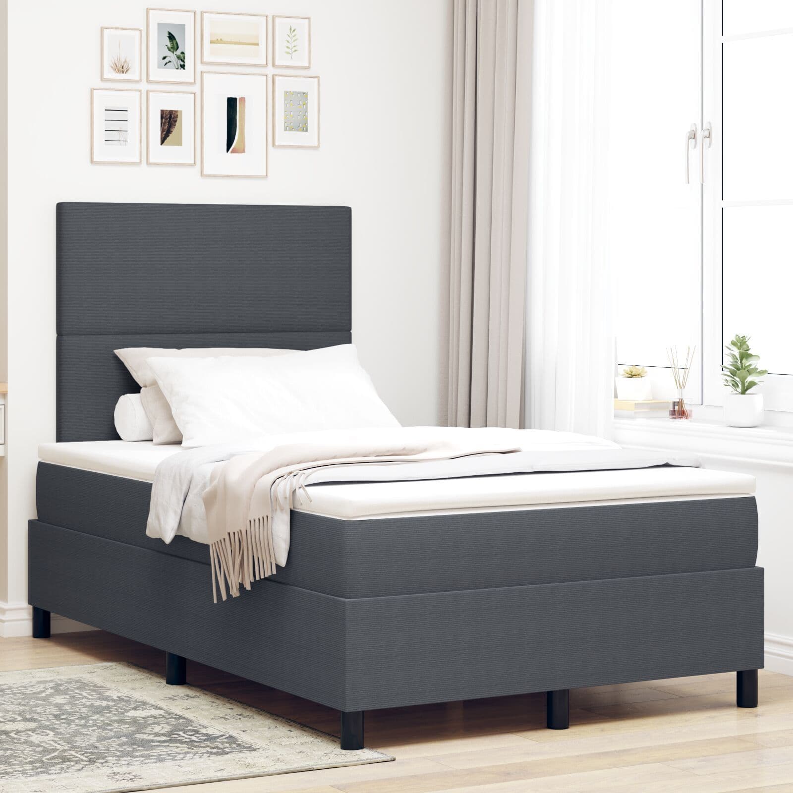 vidaXL Lit avec sommier en velours gris petit double