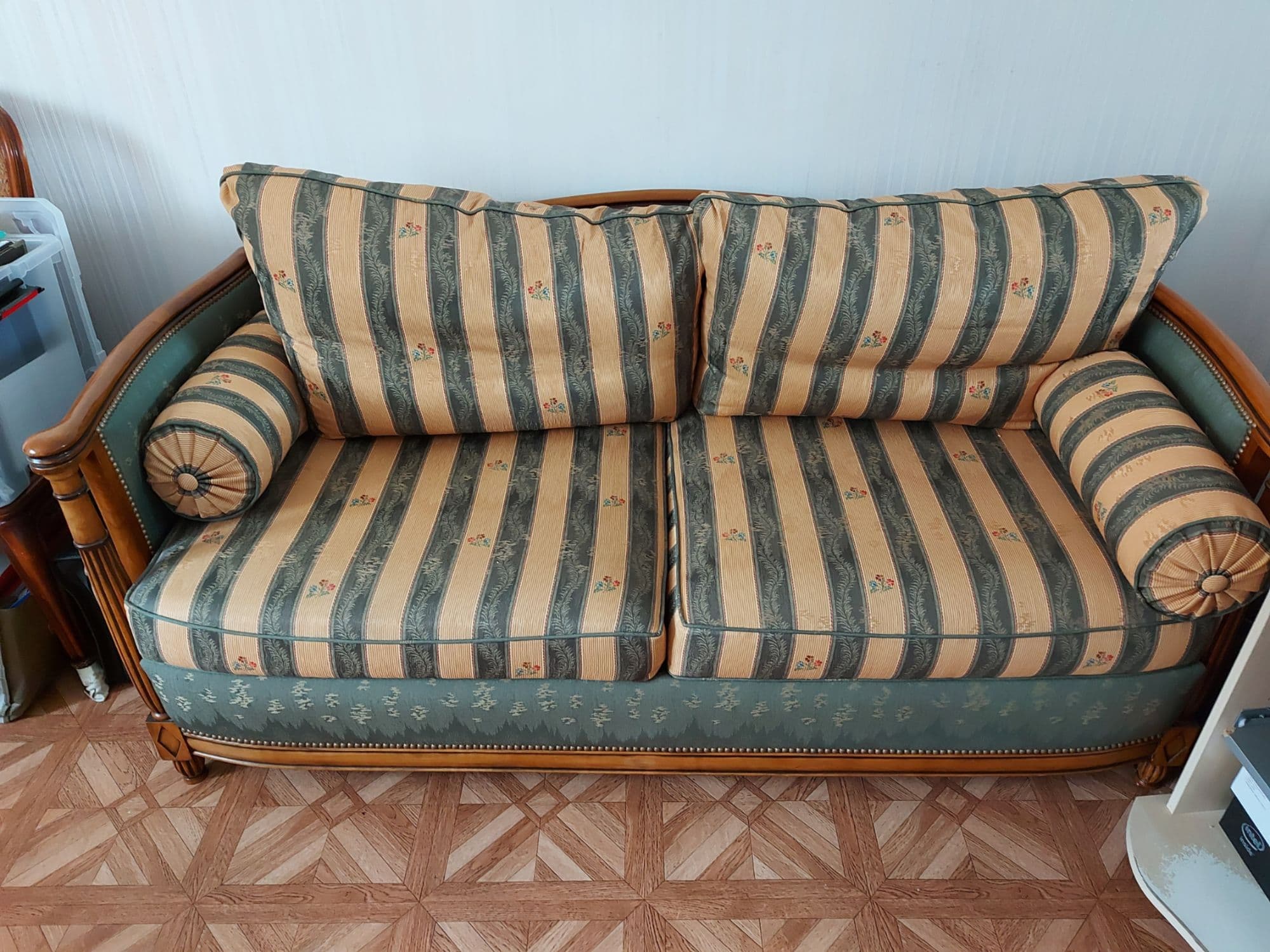 Canapé/Méridienne Avec Son Fauteuil En Hêtre Massif Fabriqué Par Un Menuisier