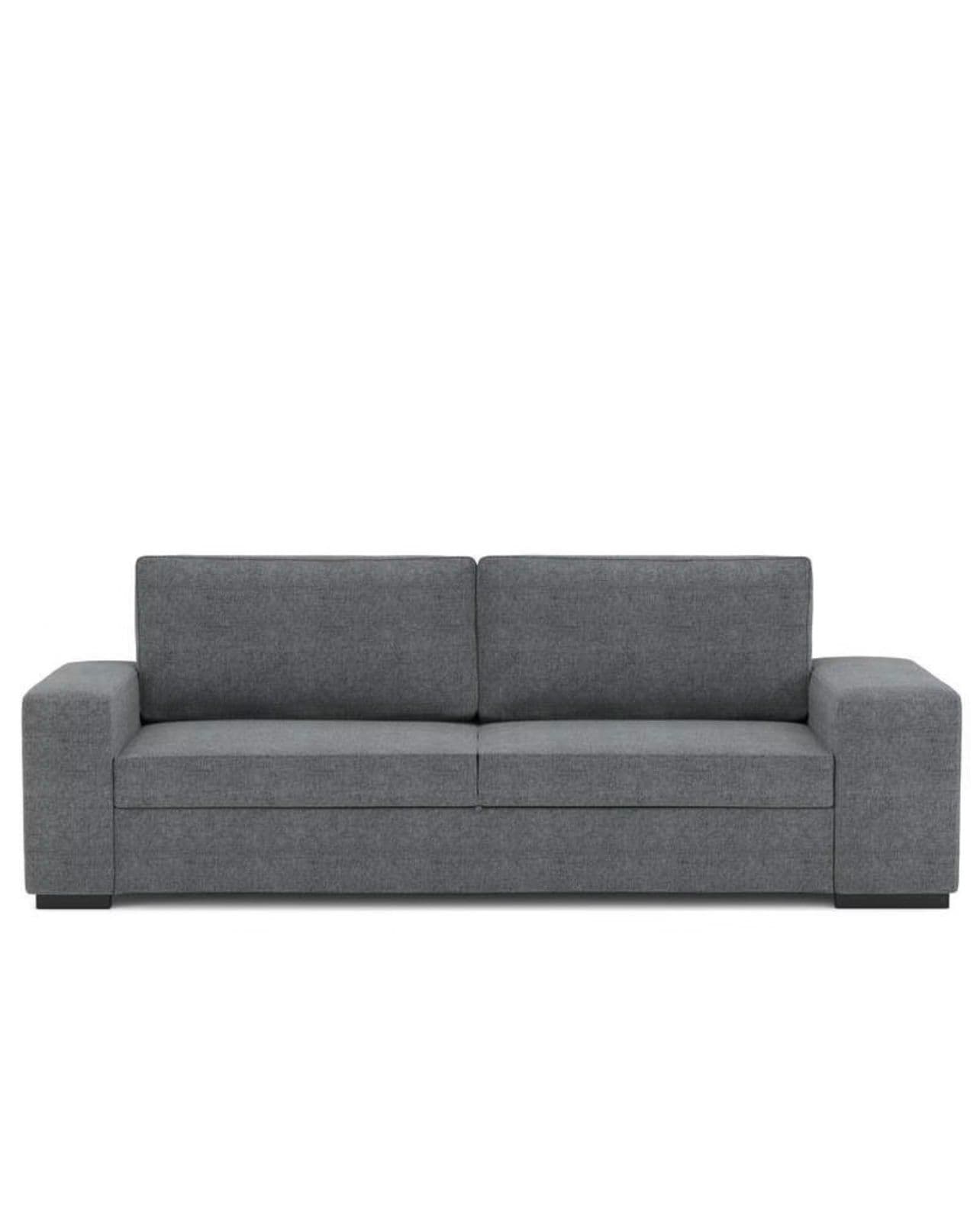 Canapé Droit Convertible Zack 3 Places Gris Anthracite + 2 Poufs