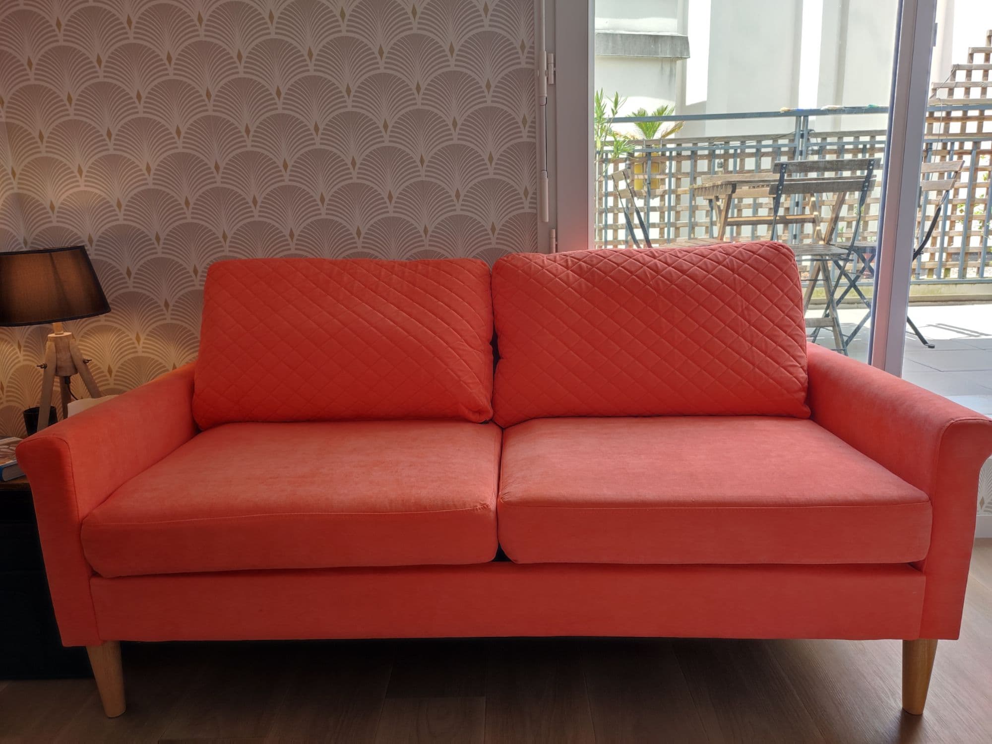 Canapé Scandinave 2 Places 165 Cm En Velours Orange