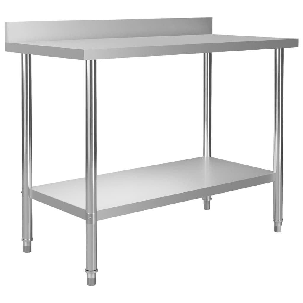 Table De Travail De Cuisine Avec Dosseret 120x60x93 Cm Inox ( Vidaxl )