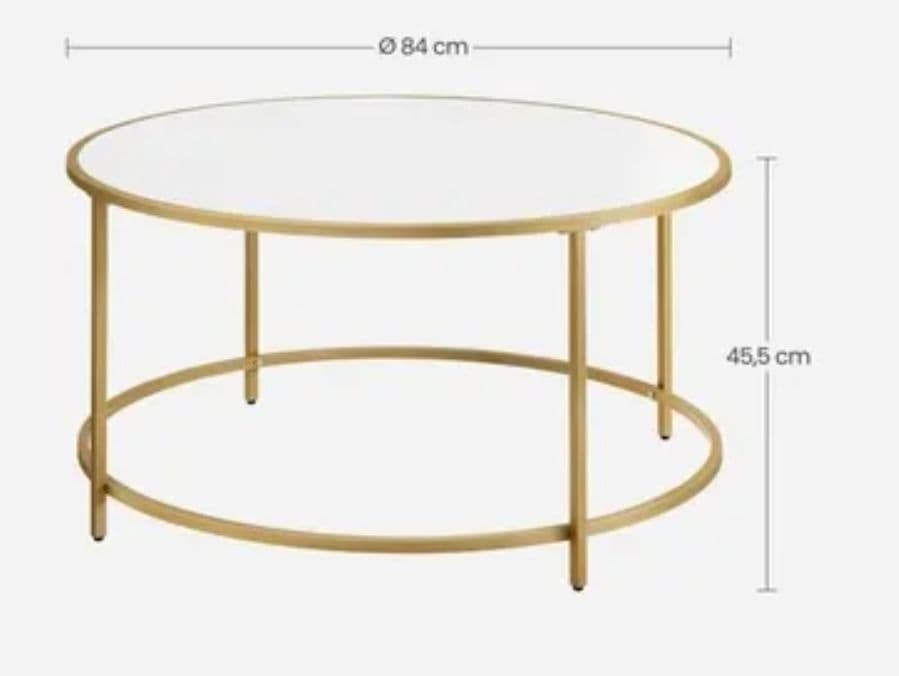 Table Ronde Blanc Doré Acier Bois
