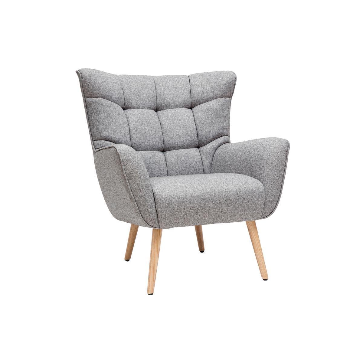 Fauteuil scandinave en tissu gris clair et bois AVERY