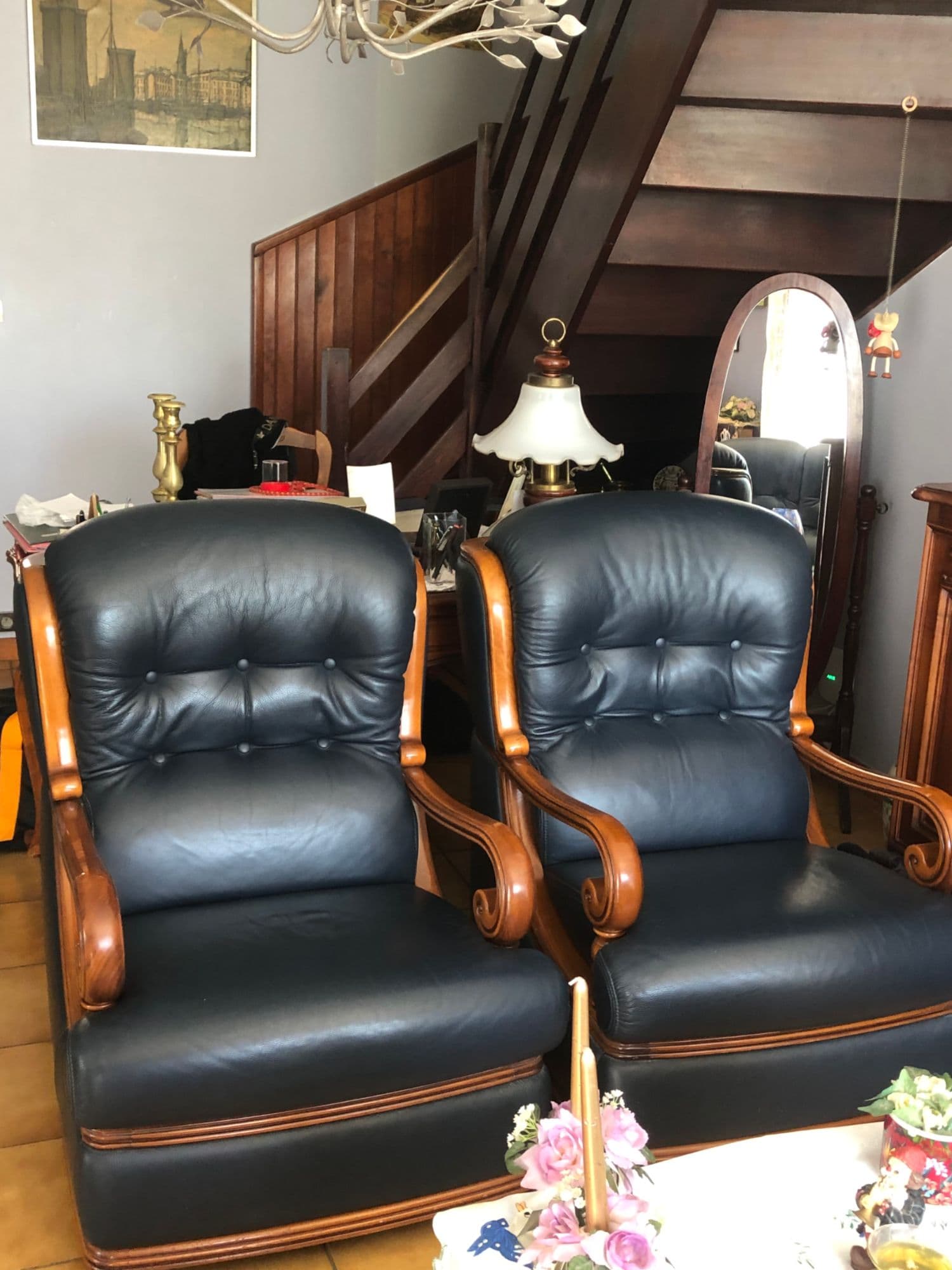 Canapé Et Ses 2 Fauteuils Cuir Maison Leleu