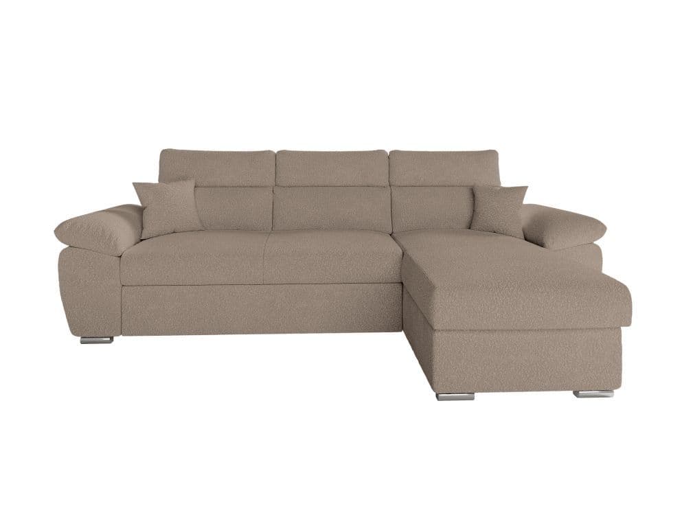 Canapé D'angle Reversible Convertible En Tissu Bouclette - Taupe