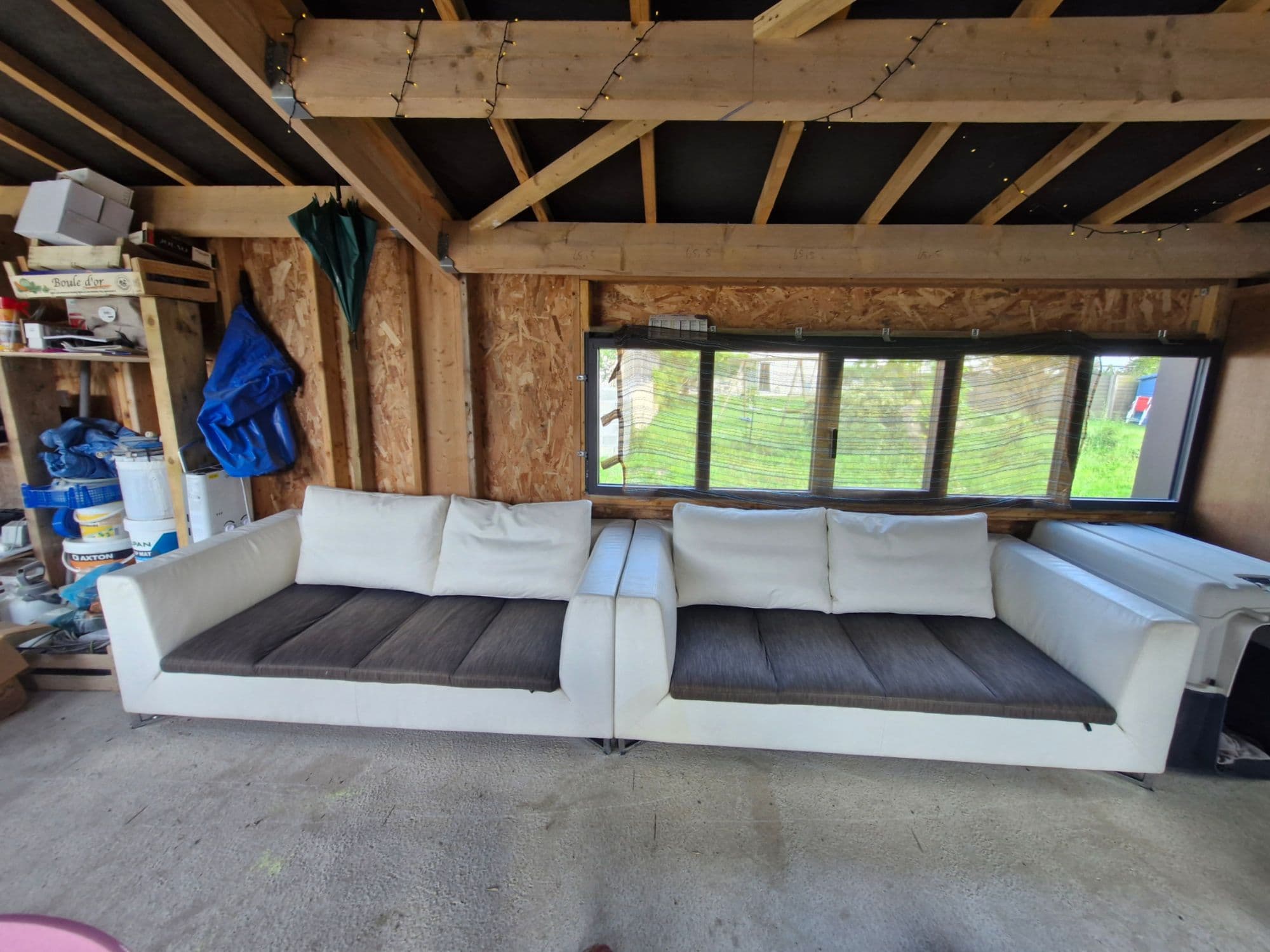 Canape Ligne Roset Canape Ligne Roset - Cinna Canapé Authentique Ligne Roset, Modèle Feng De Didier Gomez.  Structure Dossier Et Cousi. En Cuir Indiana Ton Craie, Coussins D'Assise En Tissu Taupe.