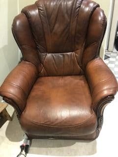 Salon Complet Cuir Deux Fauteuils Un Canapé 3places Une Table Basse Marbre Et Laiton