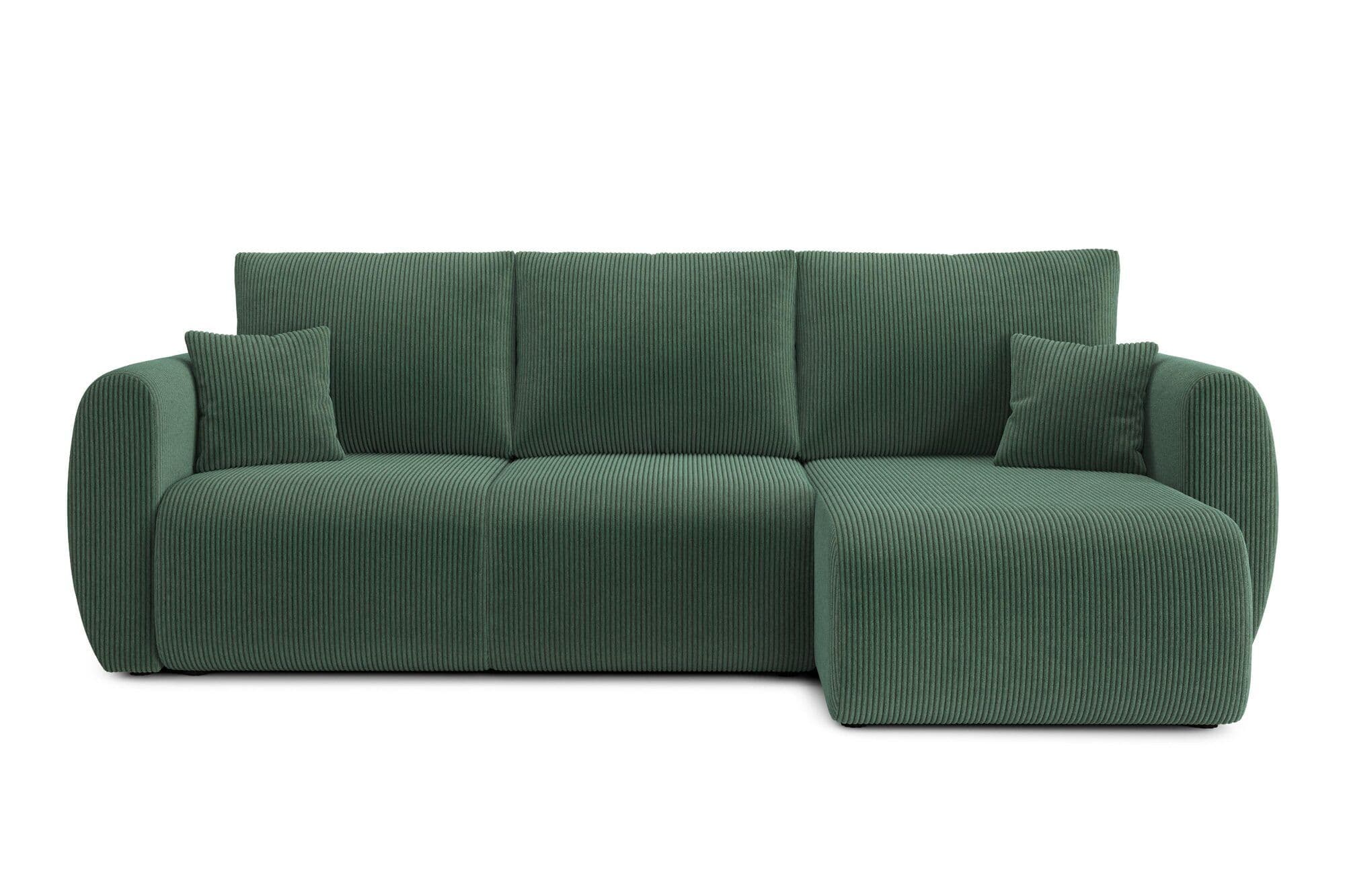 Canapé D'angle Convertible En Velours Côtelé 4 Places Vert