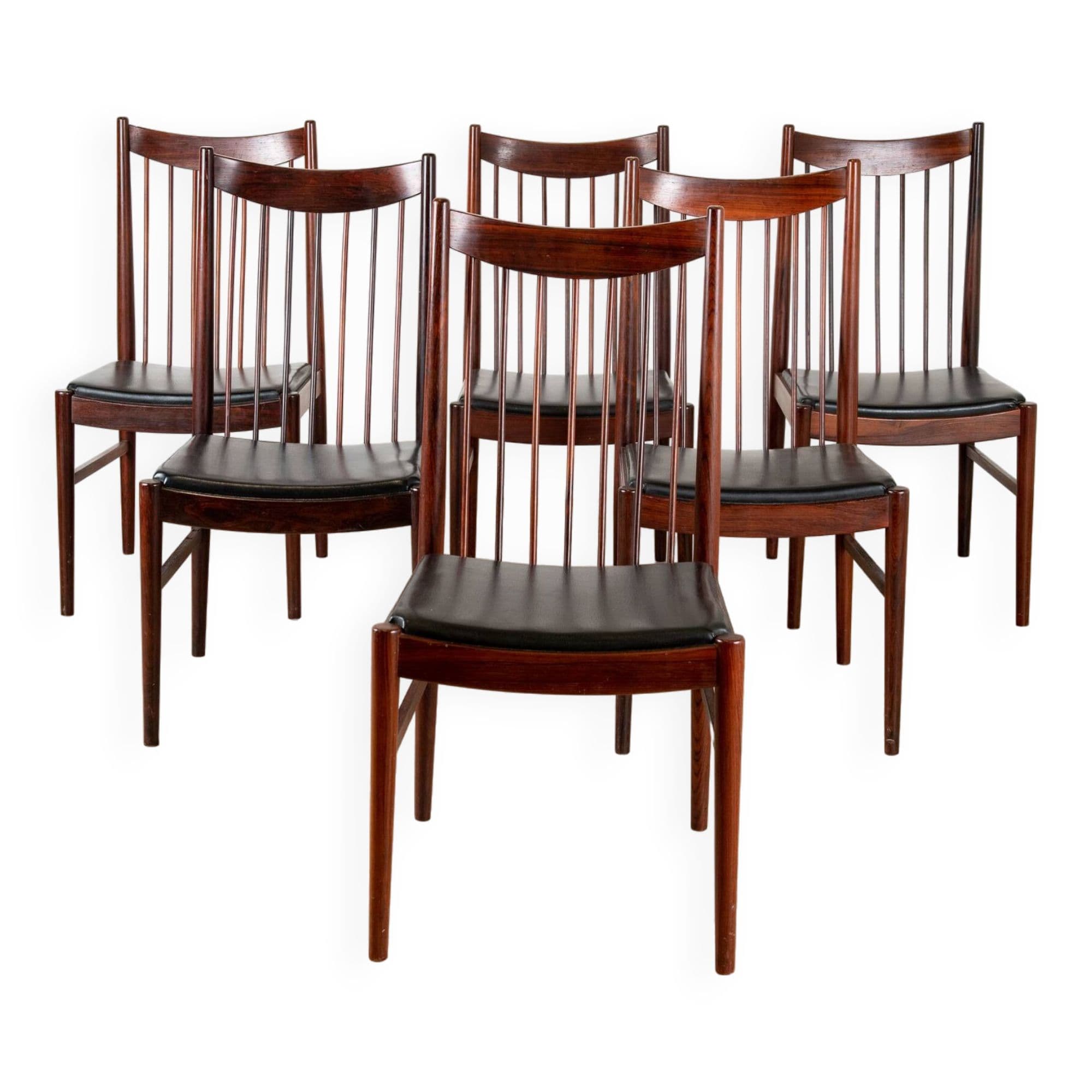 6 chaises en palissandre Arne Vodder Sibast furniture Danemark marron