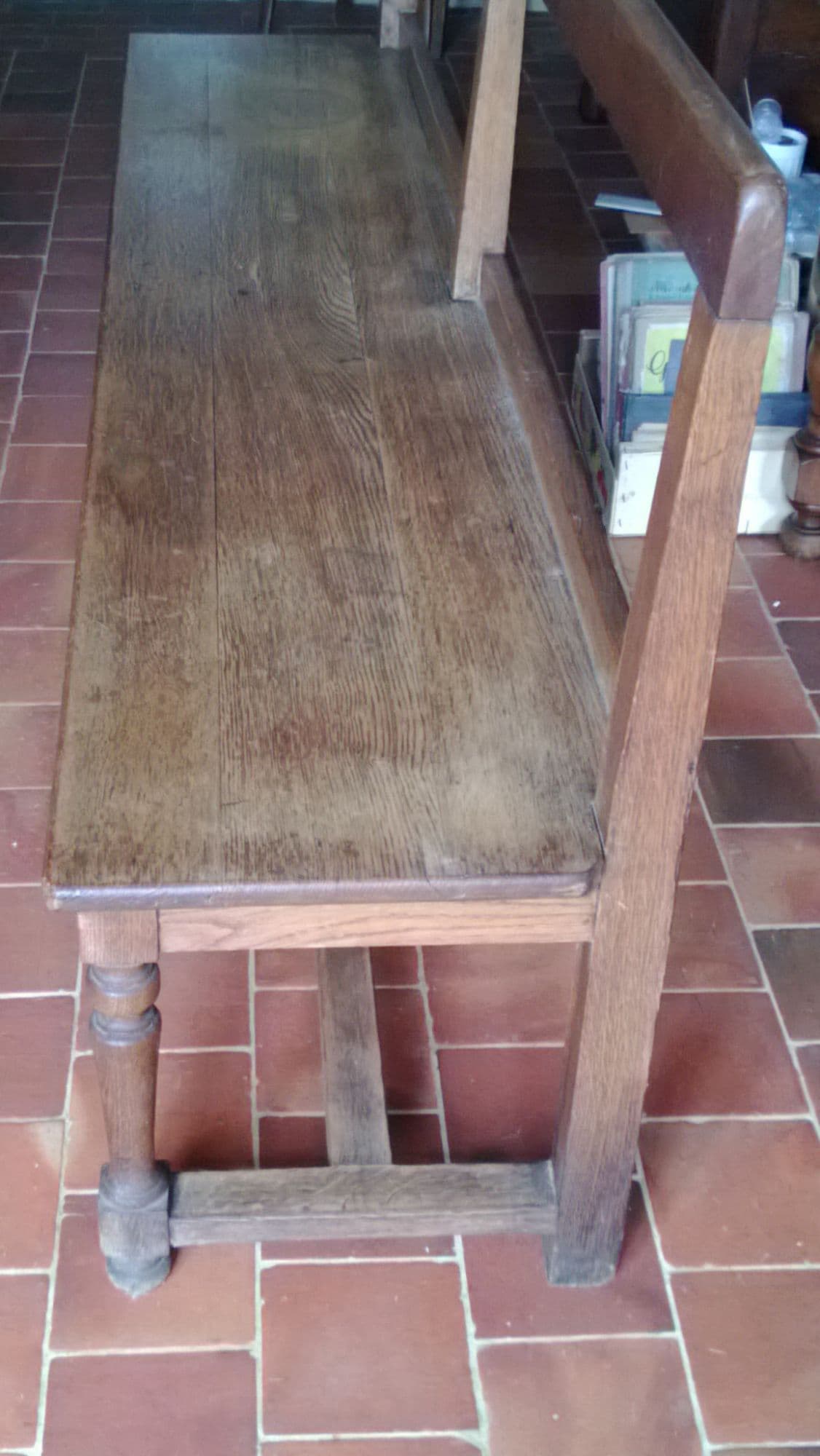 Banc En Chêne Avec Dossier, Grande Longueur