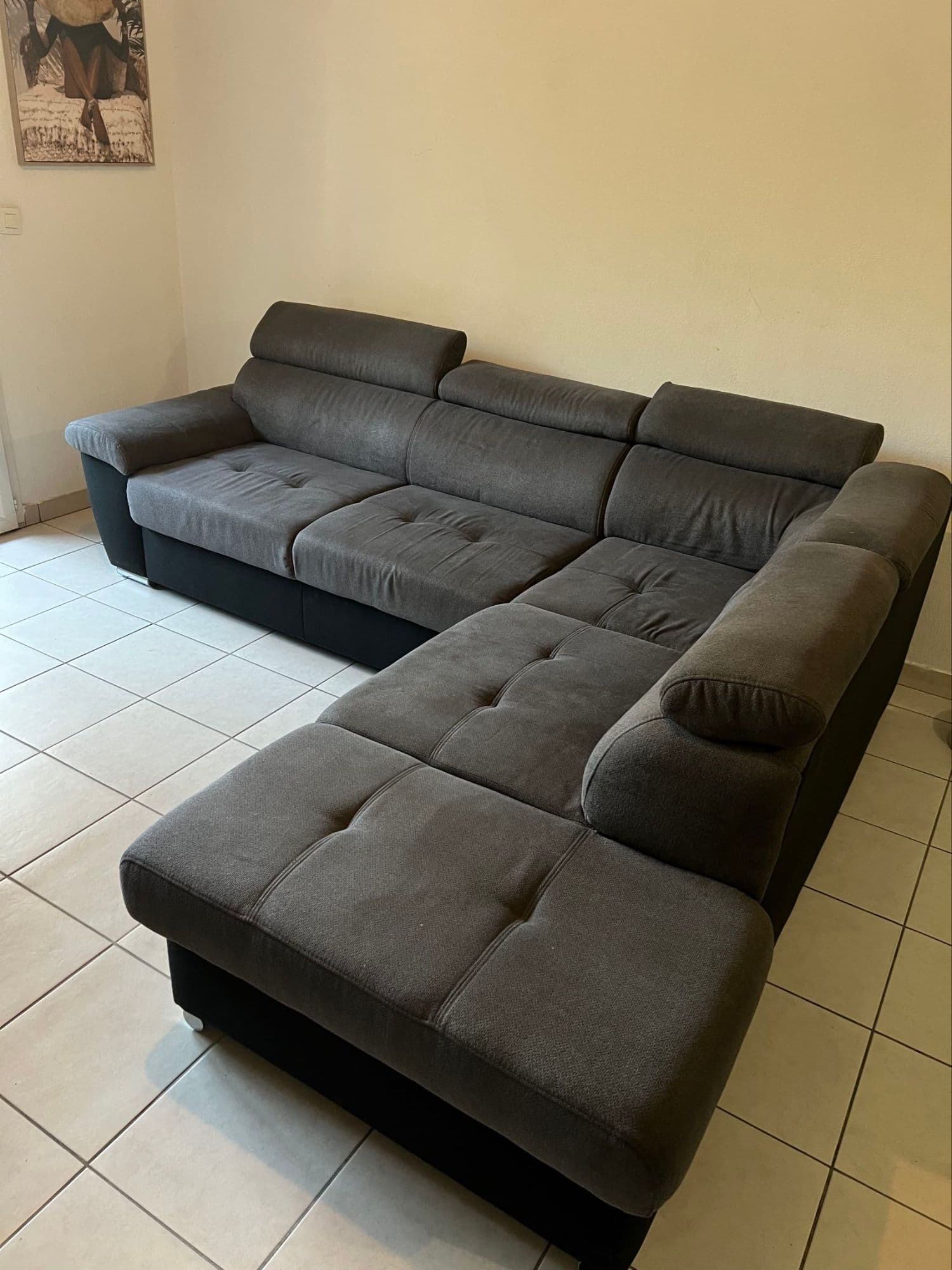 Canapé d'angle 4 places en tissus - CONFORAMA