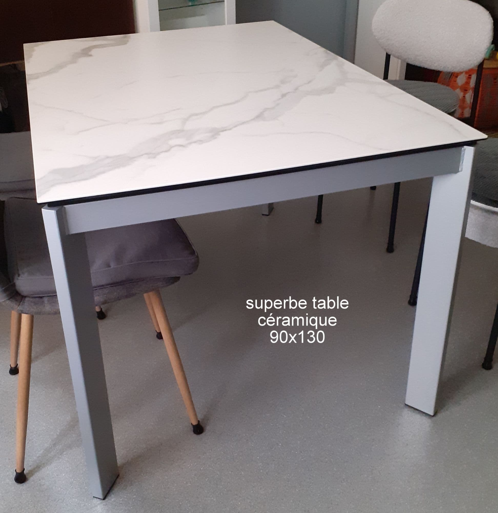 Table Céramique 90 X 130 Cm Extensible 2 Rallonges De 40 Cm