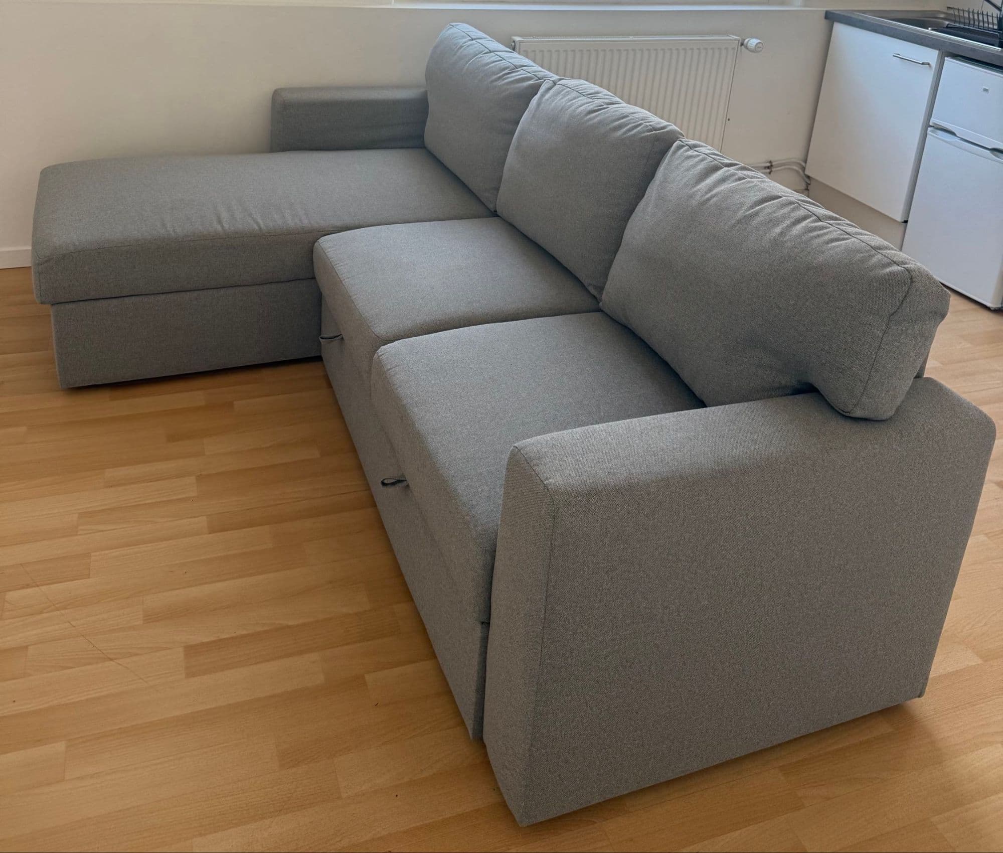 Canapé Gris Bårslöv Ikea Convertible 3 Places + Méridienne Avec Rangement